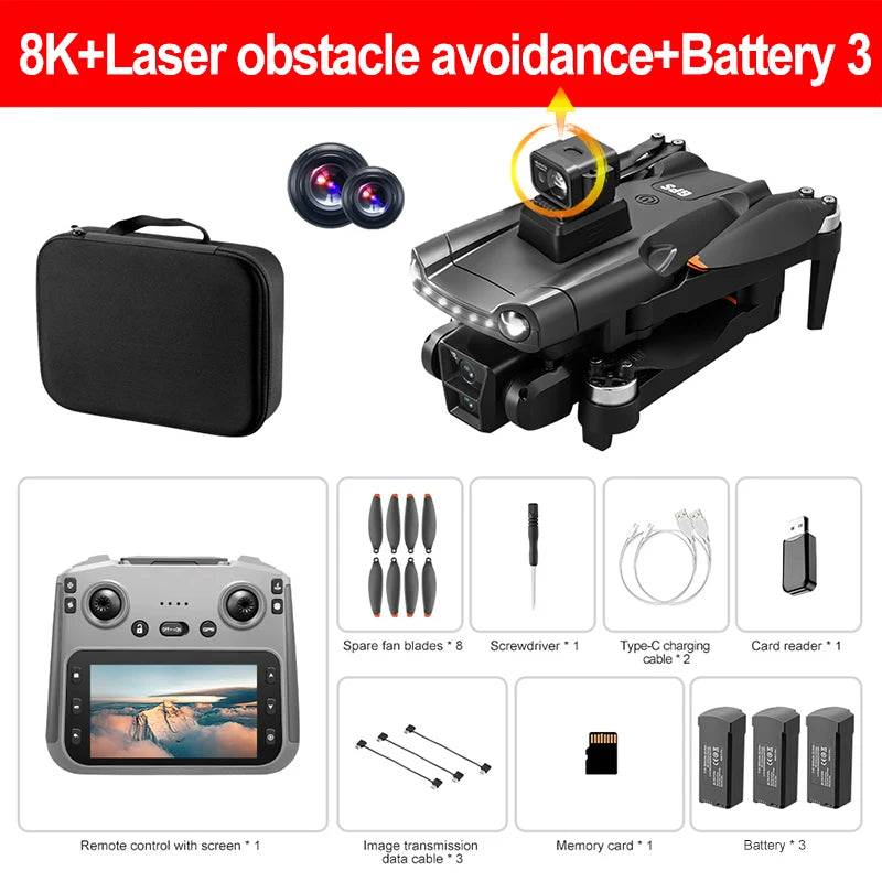 Xiaomi V198MAX GPS Drone 8K caméra professionnelle aérienne FPV brosse Laser Obstacle avec grand écran télécommande pliable Dron