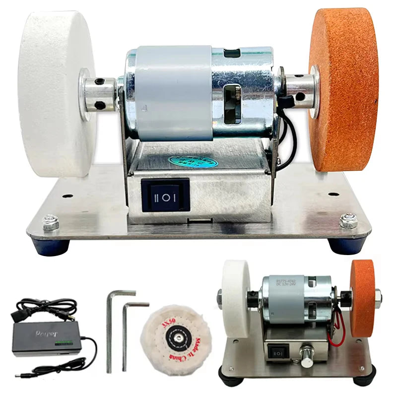100W Double meuleuse Machine artefact Table meuleuse moteur Micro gros et fin polissage électrique meule meule pierre