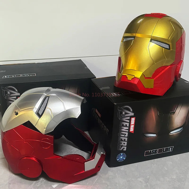 Casque Iron Man Mk5 casque à commande vocale électrique 1/1 Cosplay yeux Led masque en métal modèle jouet pour enfants adultes cadeaux de noël