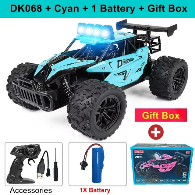 Voiture télécommandée RC Drift Racing 1:16, véhicule tout-terrain en alliage, Radio 2.4G, camions à grande vitesse avec lumière LED, cadeau d'escalade, jouet pour enfant