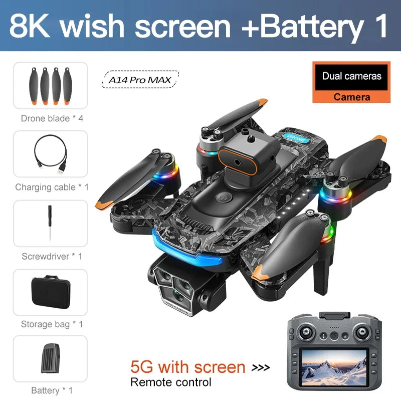 Xiaomi A14Pro max GPS Drone 4K professionnel double caméra Dron moteur sans brosse WIFI FPV pliable RC quadrirotor hélicoptère jouets