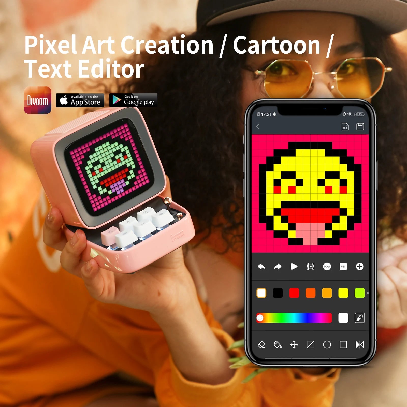 haut-parleur Portable rétro Pixel Art Bluetooth, alarme-réveil, panneau d'affichage LED DIY, joli cadeau pour décoration lumineuse de la maison