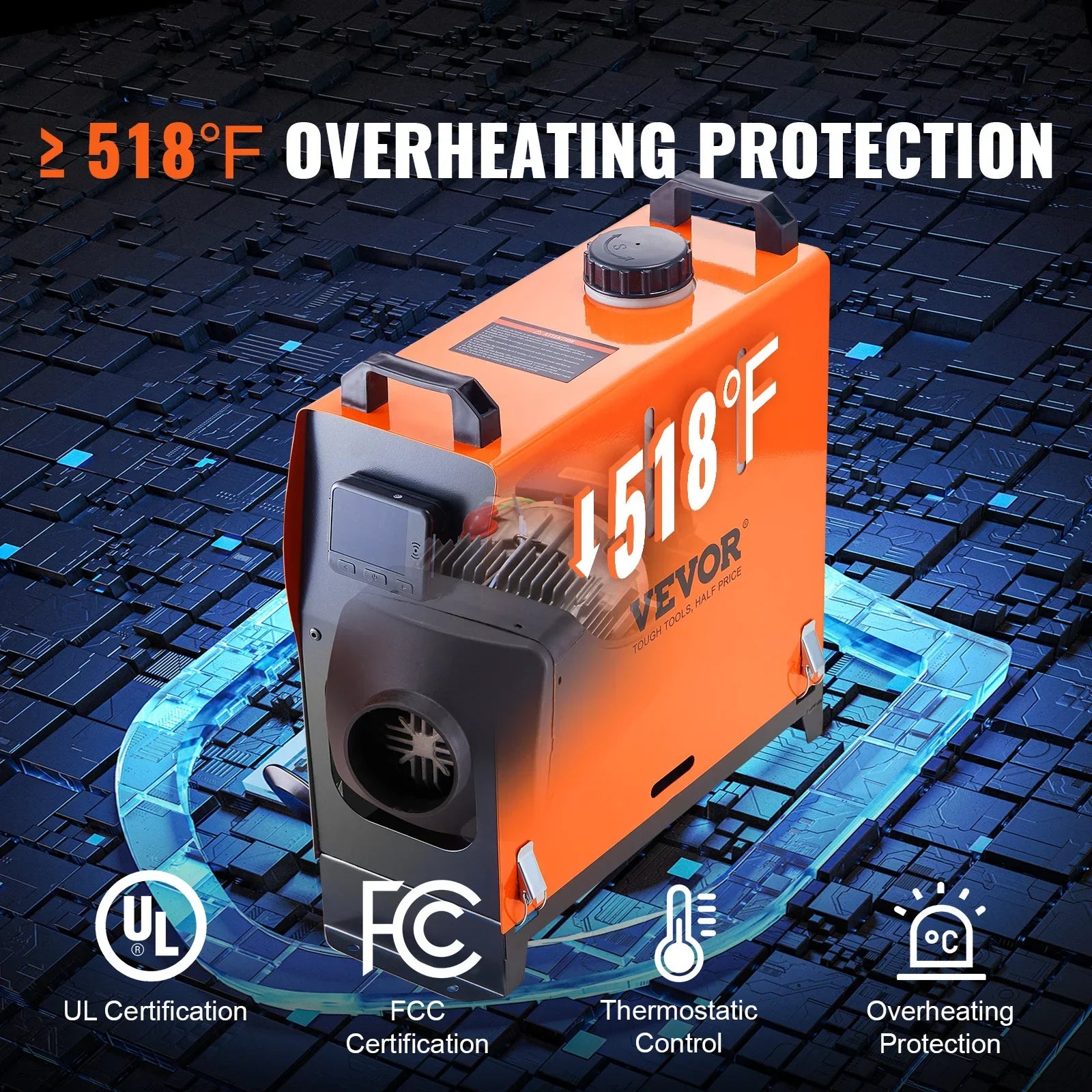 VEVOR – chauffage de voiture à Air Diesel, 5/8kw, 12V, avec télécommande, interrupteur LCD, silencieux, pour camion, bateau, camping-car, chauffage auxiliaire de stationnement