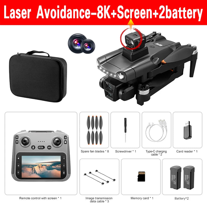 Nouveau drone Xiaomi V198 GPS MAX avec caméra HD professionnelle 8K, Wi-Fi 5G, moteur brushless, détection de barrières laser et quadricoptère pliable