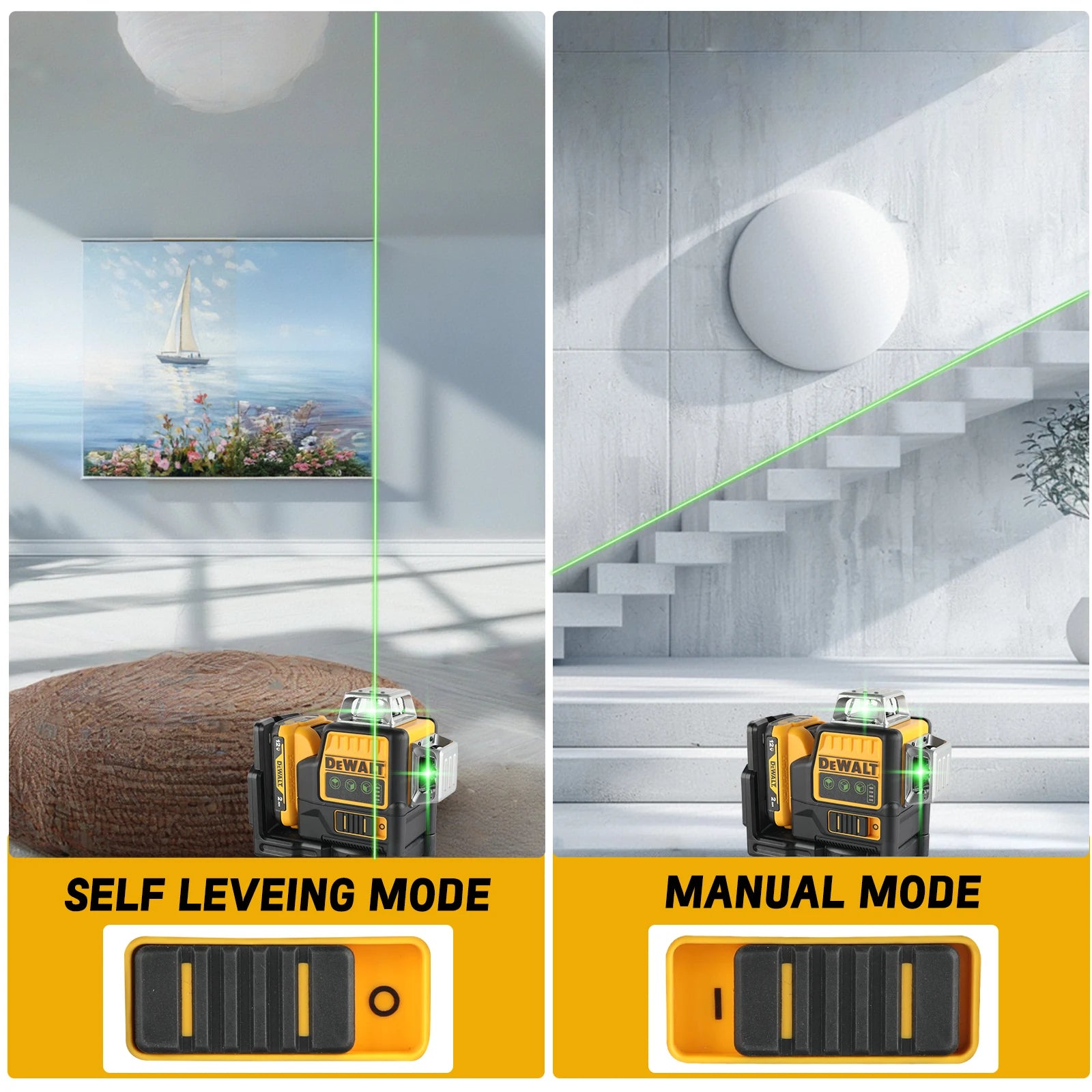 2025 Nouveau Niveau Laser DEWALT DW089LG – Batterie 12V Lithium, Lignes Vertes 360° Horizontales & Verticales, Couverture sur 3 Côtés – Précision Pro pour Bricolage et Chantier