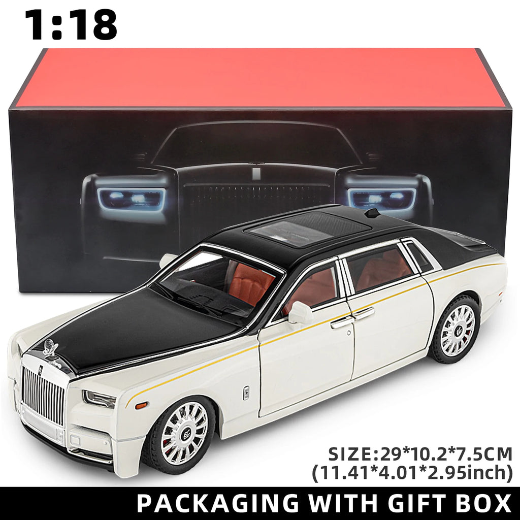 Voiture miniature Rolls-Royce Phantom à l'échelle 1:18, en alliage de zinc, avec rétrofriction, effets sonores et lumineux, modèle réduit réaliste (Toy111).