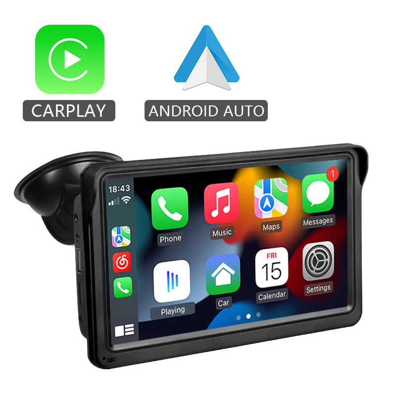 Hippcron-Lecteur vidéo de limitation d'autoradio, Carplay sans fil, Android Auto, écran tactile universel portable, 7 pouces
