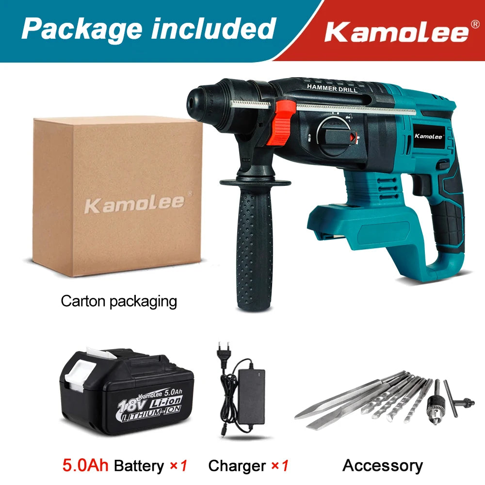 Perceuse à percussion sans fil Kamolee 2000 W 10600 IPM, sans balais, rechargeable.