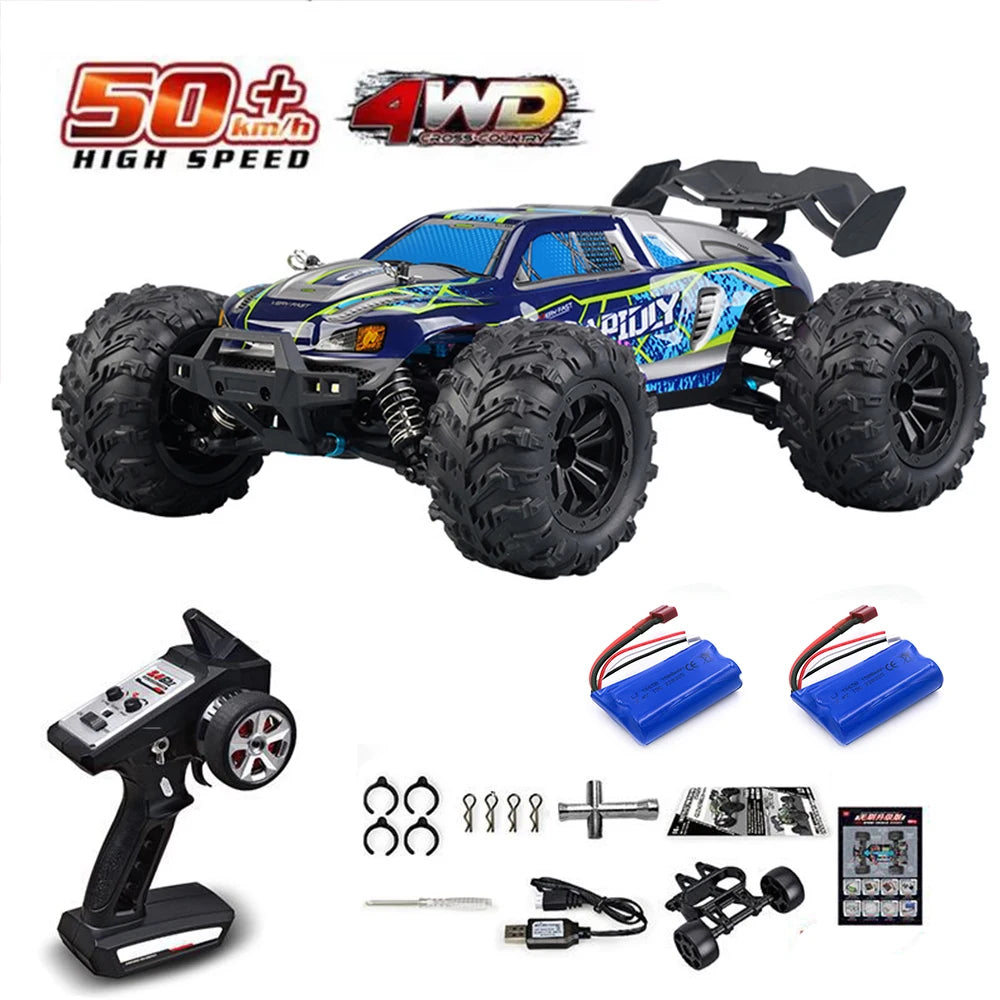 Voiture télécommandée tout-terrain 4x4 haute vitesse 70 km/h avec phares LED, moteur brushless 4WD, échelle 1/16, jouet Monster Truck idéal pour les garçons. Cadeau parfait pour les garçons.