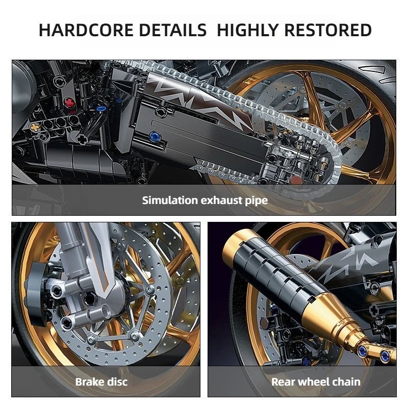Décorations de bureau en alliage de moto TOYLINX, 2045 pièces, modèle de construction de course, jouet pour enfants, cadeau festif de Noël et de Pâques