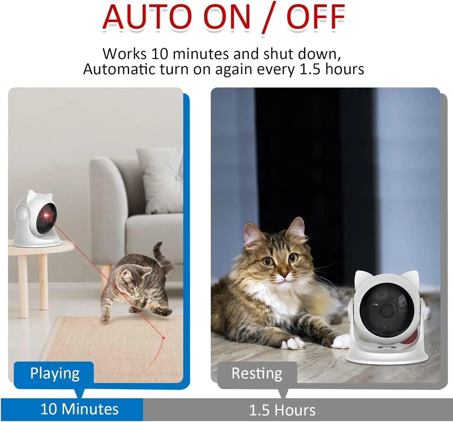 Jouet Laser Automatique Rechargeable pour Chats – Mouvement Aléatoire, Silencieux, Modes Lent & Rapide – Convient aux Chats, Chatons et Chiens
