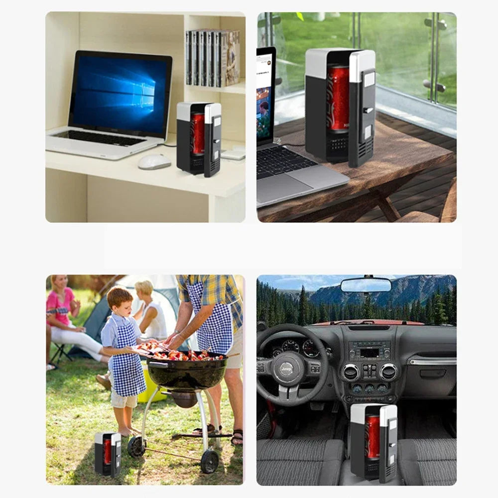 Mini réfrigérateur portable USB, refroidisseur de boissons, chauffe-canettes, voiture, ordinateur portable, PC, ordinateur, noir, rouge, document 2024