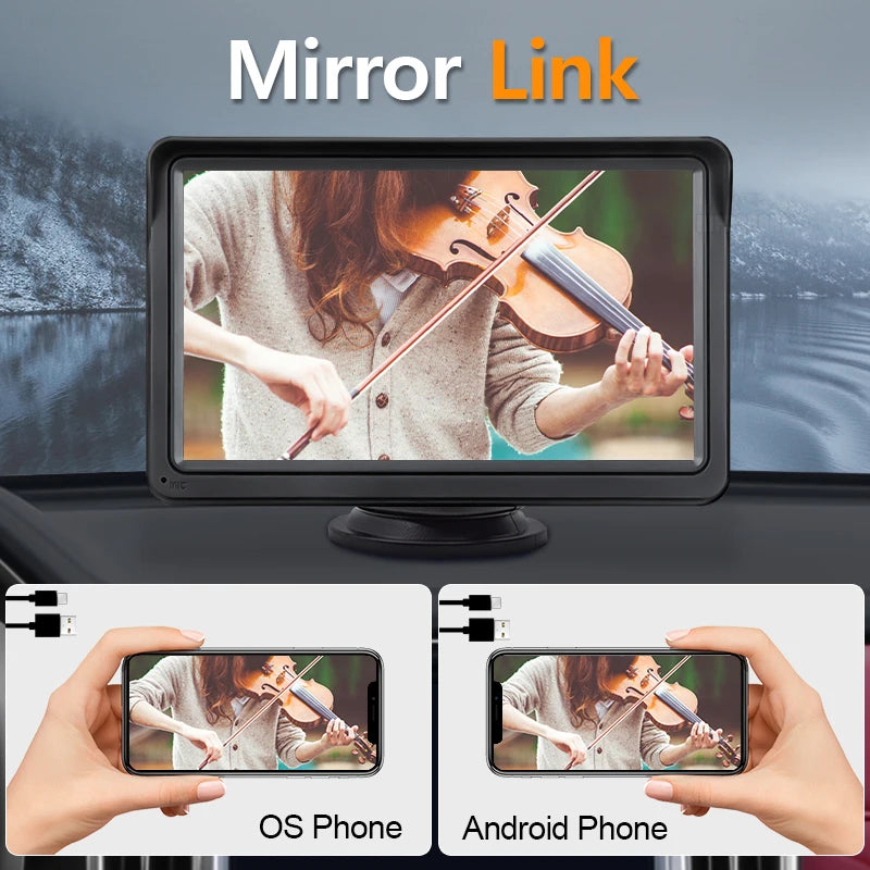 Hippcron-Lecteur vidéo de limitation d'autoradio, Carplay sans fil, Android Auto, écran tactile universel portable, 7 pouces