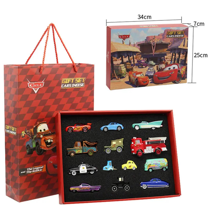 Disney Pixar Cars McQueen Mater Mack oncle camion alliage moulé sous pression voiture 1:55 modèle radiateur ressorts ville 15/13/8 pièces boîtes de voiture cadeau