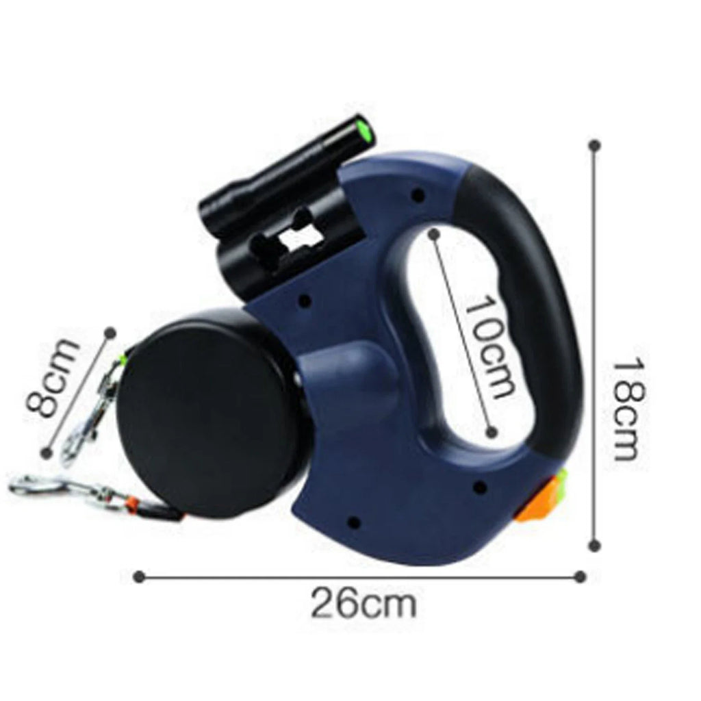 Laisse rétractable pour animaux de compagnie, 2 chiens, Double corde, avec lampe de poche, enchevêtrement, double chien, pivotant à 360 degrés, sans enchevêtrement, 3M